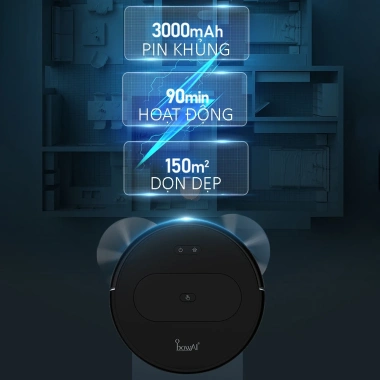 Robot hút bụi lau nhà 3 chế độ, trợ lý giọng nói VN, tự động sạc, điều khiển app, giá 1.22 triệu
