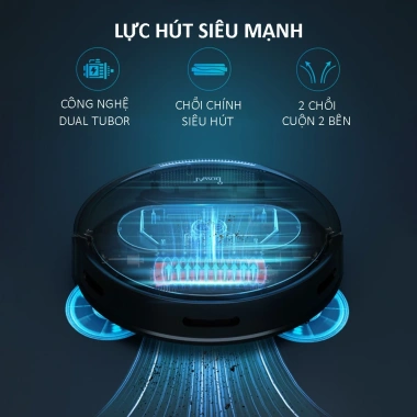Robot hút bụi lau nhà 3 chế độ, trợ lý giọng nói VN, tự động sạc, điều khiển app, giá 1.22 triệu