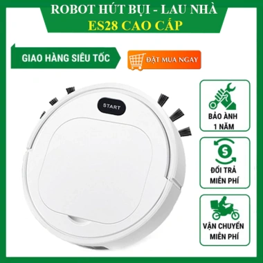 Robot Hút Bụi Lau Nhà ES28 24 Tháng BH, Lực Hút Mạnh, Pin Trâu, Giá 790.000