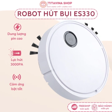 Robot hút bụi lau nhà ES330 3.000PA, cảm ứng bật tắt, pin 90p, êm ái, chỉ 795.000₫