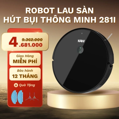 Robot hút bụi lau nhà KAW 281X - Tự đổ rác, lực hút mạnh, thông minh, bản đồ 7