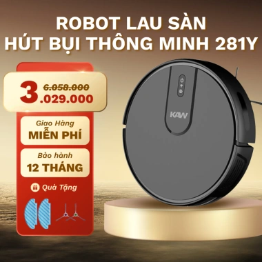 Robot hút bụi lau nhà KAW 281X - Tự đổ rác, lực hút mạnh, thông minh, bản đồ 8