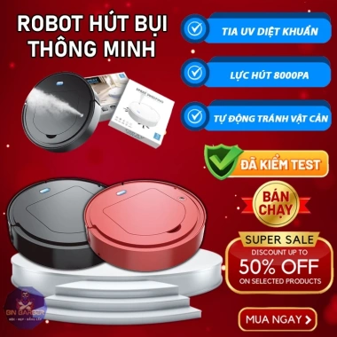 Robot hút bụi lau nhà thông minh, phun sương UV diệt khuẩn - Giá 302.000, bảo hành 1 đổi 1