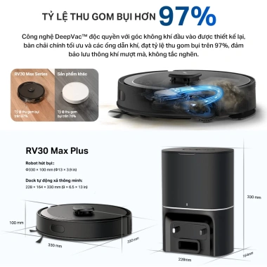 Robot Hút Bụi & Lau Nhà TP-Link Tapo RV30 Max – Dock Đổ Rác, Tự Động Về Dock