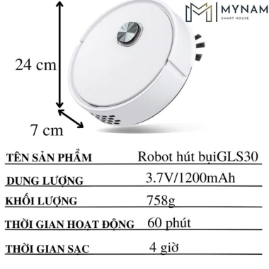 Robot hút bụi MYNAM tự động, làm sạch lông động vật, tóc rụng, pin sạc lại, nhập khẩu, bảo hành 3 tháng Giá 660.000 VND