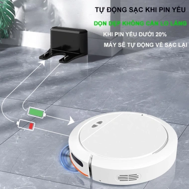 Robot hút bụi NK01 4.000PA - App VN, hộp nước tự sạc, chống rơi, 2.595.000₫ 5