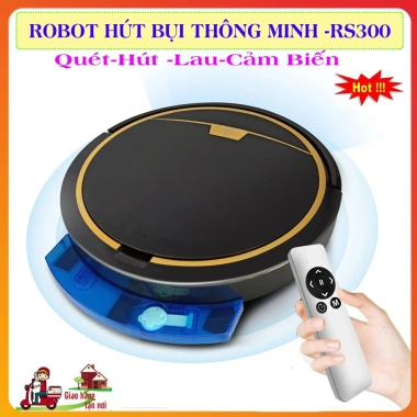 Robot Hút Bụi RS300 Thông Minh - Lực Hút Mạnh, Lau Khô và Ướt, Remote, Cảm Biến Chống Rơi - Giá 1.13 Triệu