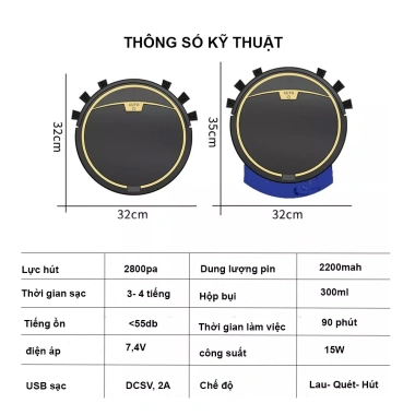 Robot Hút Bụi RS300 Thông Minh - Lực Hút Mạnh, Lau Khô và Ướt, Remote, Cảm Biến Chống Rơi - Giá 1.13 Triệu 6 Robot Hút Bụi RS300 Thông Minh - Lực Hút Mạnh, Lau Khô và Ướt, Remote, Cảm Biến Chống Rơi - Giá 1.13 Triệu 6