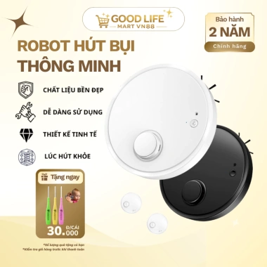 Robot hút bụi thông minh siêu mỏng 4cm, nhỏ gọn, cảm ứng va chạm, pin mạnh, lực hút mạnh - Giá chỉ 485.000₫