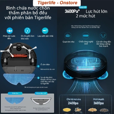 Robot Hút Bụi TIGERLIFE 11MAX Wifi Tự Sạc Pin, Chống Rơi, Lập Trình Đa Chức Năng - Giá 1,870,000₫ 3