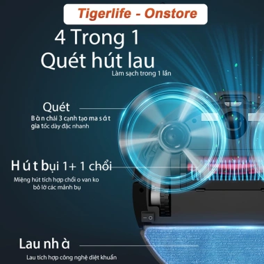 Robot Hút Bụi TIGERLIFE 11MAX Wifi Tự Sạc Pin, Chống Rơi, Lập Trình Đa Chức Năng - Giá 1,870,000₫ 4