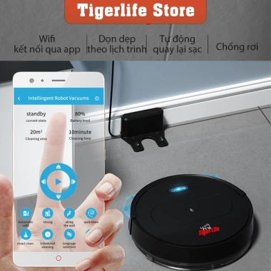 Robot hút bụi Tigerlife TGB11 AI 4.000PA, tự sạc pin 1.300mAh, giảm còn 1,5 triệu