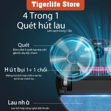 Robot hút bụi Tigerlife TGB11 AI 4.000PA, tự sạc pin 1.300mAh, giảm còn 1,5 triệu