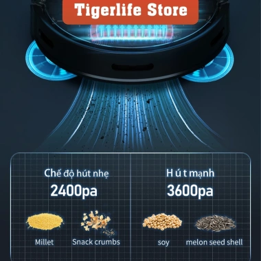 Robot hút bụi Tigerlife TGB11 AI 4.000PA, tự sạc pin 1.300mAh, giảm còn 1,5 triệu