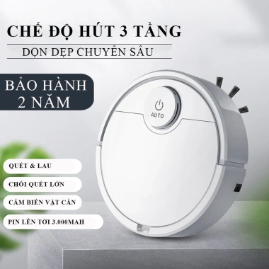 Robot hút bụi và lau nhà thông minh - Cảm ứng chạm, cảm biến vật cản, đèn LED, bảo hành 2 năm, giá 565.000₫ 2 Robot hút bụi và lau nhà thông minh - Cảm ứng chạm, cảm biến vật cản, đèn LED, bảo hành 2 năm, giá 565.000₫ 2