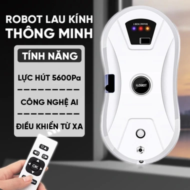 Robot Lau Kính Tự Động 5.600PA Phun Nước Lau Sạch Mọi Bề Mặt, Tiết Kiệm Thời Gian
