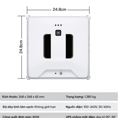 Robot Lau Kính Tự Động 5.600Pa - Phun Nước Thông Minh, Lực Hút Mạnh, Bảo Hành 12 Tháng, Giá Ưu Đãi 1.880.000₫