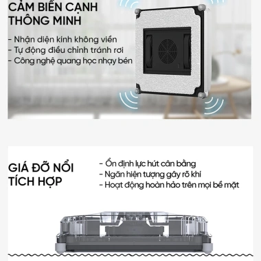Robot Lau Kính Tự Động 5.600Pa - Phun Nước Thông Minh, Lực Hút Mạnh, Bảo Hành 12 Tháng, Giá Ưu Đãi 1.880.000₫
