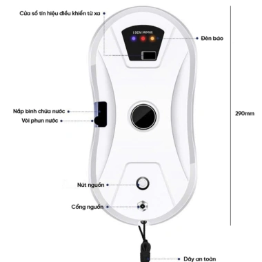 Robot Lau Kính Tự Động 5.600Pa - Phun Nước Thông Minh, Lực Hút Mạnh, Bảo Hành 12 Tháng, Giá Ưu Đãi 1.880.000₫
