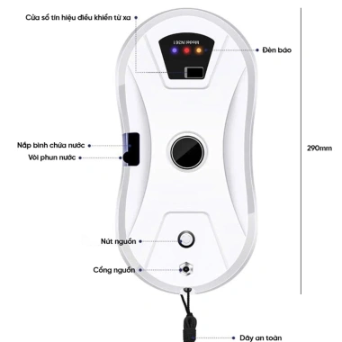 Robot Lau Kính Tự Động Phun Nước, Lực Hút 5.600PA - Làm Sạch Mọi Bề Mặt, Giá Ưu Đãi 1.96 Triệu 7