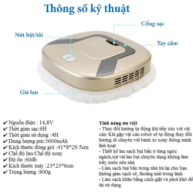 Robot Máy Lau Nhà Thông Minh Pin Sạc 2 Chế Độ Khô Ướt - Giá 570k tại Itechcare 2