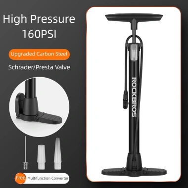 Rockbros Bơm Xe Đạp 160PSI Áp Lực Cao Schrader và Presta Barometer Đa Năng Cho Xe Đạp, Ô Tô 10
