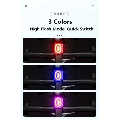 ROCKBROS Đèn Đuôi Xe Q2 IPX6 Chống Thấm Nước 4 Màu Đỏ Xanh Dương Tím – Xe Đạp, 194.858₫ 4
