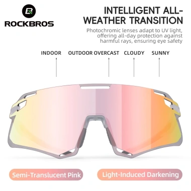 ROCKBROS Kính đạp xe không viền, kính râm đổi màu cho MTB, chống gió, nam nữ - Giá 616.356 VND 6