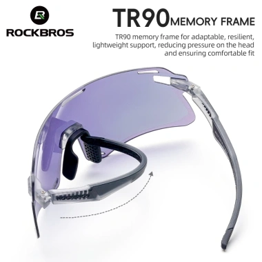 ROCKBROS Kính đạp xe không viền, kính râm đổi màu cho MTB, chống gió, nam nữ - Giá 616.356 VND 7