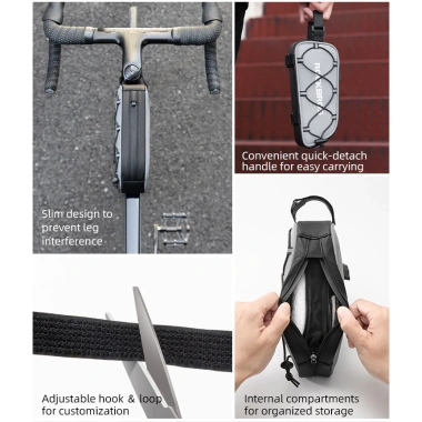 Rockbros Túi Ống Trước Xe Đạp Di Động Bền 0,9L MTB Đường Bộ - Thiết Kế Điều Chỉnh Khung 8 Rockbros Túi Ống Trước Xe Đạp Di Động Bền 0,9L MTB Đường Bộ - Thiết Kế Điều Chỉnh Khung 8