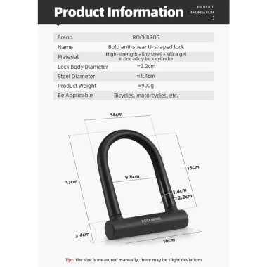 ROCKBROS U-Lock Chống Thủy Lực Kéo - Khóa An Ninh Xe Đạp Điện Giá 638.842 VND 9 ROCKBROS U-Lock Chống Thủy Lực Kéo - Khóa An Ninh Xe Đạp Điện Giá 638.842 VND 9