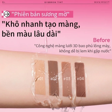 ROCKSWEET RS Mascara Lông Mày Nâu Hồng Nhạt - Chống Nước, Lâu Trôi, Không Lem 139k 3
