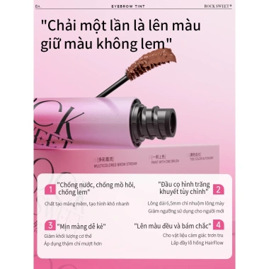 ROCKSWEET RS Mascara Lông Mày Nâu Hồng Nhạt - Chống Nước, Lâu Trôi, Không Lem 139k 4