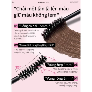ROCKSWEET RS Mascara Lông Mày Nâu Hồng Nhạt - Chống Nước, Lâu Trôi, Không Lem 139k 5