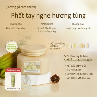 Roopy Tẩy Da Chết AHA 3 trong 1 150ml - Sữa Tắm Dưỡng Thể Tẩy Tế Bào, Quà Tặng