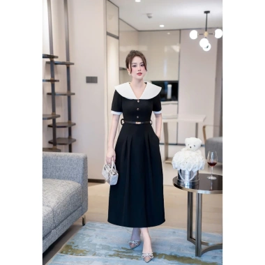 Rosy V65 Váy dáng A cổ V sang trọng, phù hợp đi làm, đi chơi, tiệc - tặng thắt lưng, giảm còn 325.500₫ 3