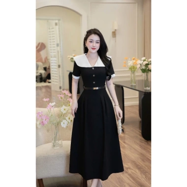 Rosy V65 Váy dáng A cổ V sang trọng, phù hợp đi làm, đi chơi, tiệc - tặng thắt lưng, giảm còn 325.500₫ 6