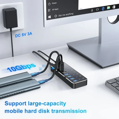 RSHTECH ST07C Hub USB 7 trong 1 3.2A Type C cho MacBook 2 Cổng USB Giá ưu đãi 594.000