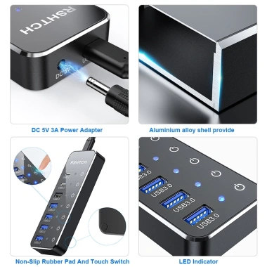 RSHTECH ST07C Hub USB 7 trong 1 3.2A Type C cho MacBook 2 Cổng USB Giá ưu đãi 594.000
