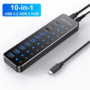 Rshtech USB C Hub Splitter công tắc cảm ứng 7 USB A 3.0 + 2 USB C 10Gbps cho MacBook giá 847.000 VND 2