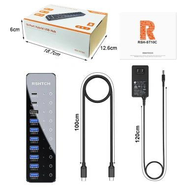 Rshtech USB C Hub Splitter công tắc cảm ứng 7 USB A 3.0 + 2 USB C 10Gbps cho MacBook giá 847.000 VND 9