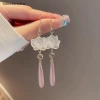 Ru Đơn Giản Sen Mặt Dây Chuyền Tai Móc Handmade - Phong Cách Cổ Đại Trung Quốc Thanh Lịch 3