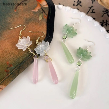 Ru Đơn Giản Sen Mặt Dây Chuyền Tai Móc Handmade - Phong Cách Cổ Đại Trung Quốc Thanh Lịch 5 Ru Đơn Giản Sen Mặt Dây Chuyền Tai Móc Handmade - Phong Cách Cổ Đại Trung Quốc Thanh Lịch 5