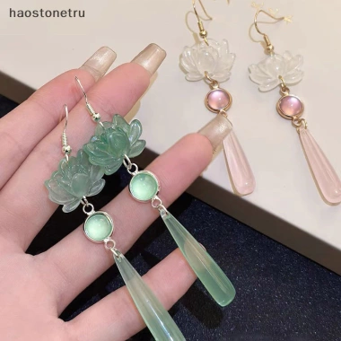 Ru Đơn Giản Sen Mặt Dây Chuyền Tai Móc Handmade - Phong Cách Cổ Đại Trung Quốc Thanh Lịch 7 Ru Đơn Giản Sen Mặt Dây Chuyền Tai Móc Handmade - Phong Cách Cổ Đại Trung Quốc Thanh Lịch 7