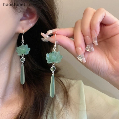 Ru Đơn Giản Sen Mặt Dây Chuyền Tai Móc Handmade - Phong Cách Cổ Đại Trung Quốc Thanh Lịch 8 Ru Đơn Giản Sen Mặt Dây Chuyền Tai Móc Handmade - Phong Cách Cổ Đại Trung Quốc Thanh Lịch 8