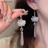 Ru Đơn Giản Sen Mặt Dây Chuyền Tai Móc Handmade - Phong Cách Cổ Đại Trung Quốc Thanh Lịch 9