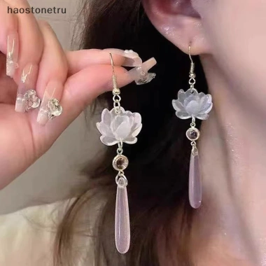 Ru Đơn Giản Sen Mặt Dây Chuyền Tai Móc Handmade - Phong Cách Cổ Đại Trung Quốc Thanh Lịch 9 Ru Đơn Giản Sen Mặt Dây Chuyền Tai Móc Handmade - Phong Cách Cổ Đại Trung Quốc Thanh Lịch 9