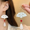 Ru Đơn Giản Sen Mặt Dây Chuyền Tai Móc Handmade - Phong Cách Cổ Đại Trung Quốc Thanh Lịch 10