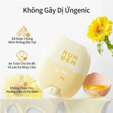 RUNBEN Dầu Lòng Đỏ Trứng 18g Kem Dưỡng ẩm An Toàn Không Độc Hại cho Trẻ Em
