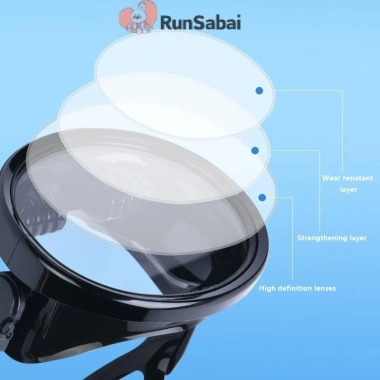 RunSabai Mặt nạ lặn ống thở bầu dục – Kính cường lực rộng, toàn cảnh cho người lớn